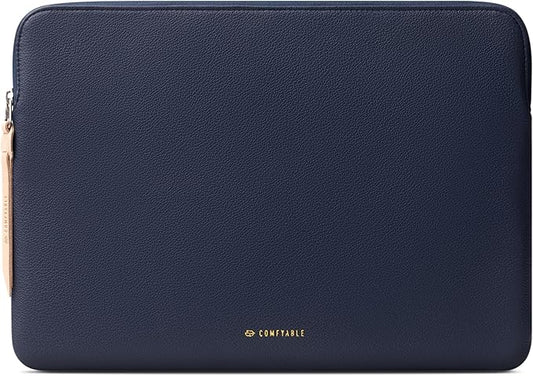 Comfyable Slim Protective Laptop Sleeve Compatible with 13/13.3/14 Inch MacBook Air & MacBook Pro, Mac Travel Case, Laptop Pouch, Slim PU Leather Cover M4/M3/M2/M1 2025-2021, Blue