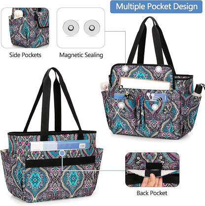 LoDrid File Bag with Extra Document Organizer Case for Letter Size File Folder, Large Utility Bag with 15.6” Laptop Padded Sleeve for Work, Business, Totem