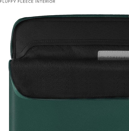 Comfyable Slim Protective Laptop Sleeve 14 Inch Snugly Compatible with MacBook Pro 14-inch M4 M3 M2 M1 Pro/Max 2024, PU Leather Bag Waterproof Cover Notebook Computer Case for Mac, Green