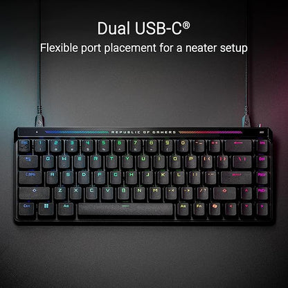 ASUS ROG Falchion Ace HFX 65% Hall Effect Gaming Keyboard – HE Magnetic Switches, Rapid Trigger, 8000 Hz Polling, Three-Layer Dampening Foam, Touch Panel, Protective Cover