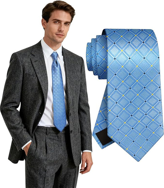 Fineknot Ties for Men, Jacquard Neck Ties, Mens Plaid Paisley Striped Tie, Classic Floral Mens Ties for Wedding Business