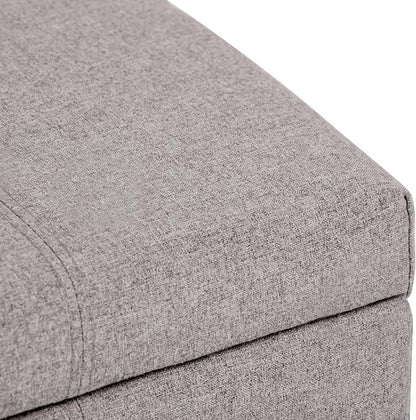 SIMPLIHOME Dover 36 inch Wide Contemporary Rectangle Storage Ottoman Bench in Cloud Grey Linen Look Fabric, Assembled, For the Living Room, Entryway and Family Room
