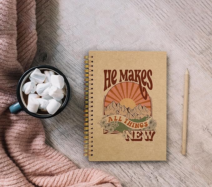 Christian Spiral Notebook,Christian Journal,Christian Notebook for Women Men Writing,Bible Cover Spiral Notebook 8.3×5.5 Inch Kraft Paper
