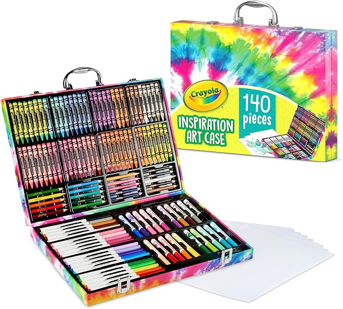 Crayola Inspiration Art Case Coloring Set - Tie-Dye (140ct), Art Supplies Set For Kids, Travel Drawing Kit, Holiday & Christmas Gift for Girls & Boys, Ages 5+ [Amazon Exclusive]