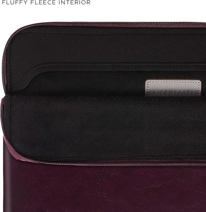 Comfyable Slim Laptop Sleeve Compatible with 13 Inch MacBook Air 13 in M4 M3 M2 M1, 13" MacBook Pro, PU Leather Bag Water-Resistant Cover Case, Berry Brown