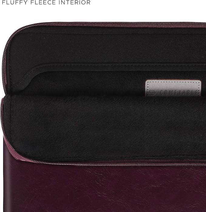 Comfyable Slim Protective Laptop Sleeve Compatible with 13/13.3/14 Inch MacBook Air & MacBook Pro, Mac Travel Case, Laptop Pouch, Slim PU Leather Cover M4/M3/M2/M1 2025-2021, Berry Brown