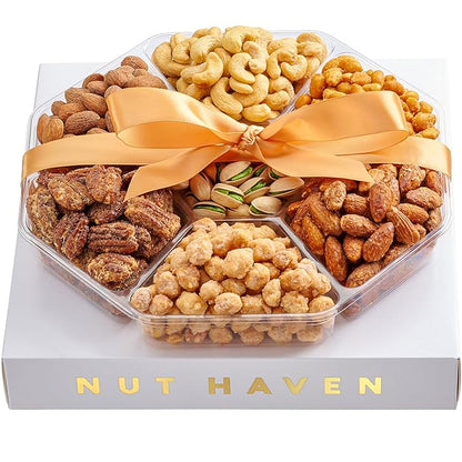 Nuts Gift Basket - Assortment of Sweet & Roasted Salted Gourmet Nuts - Assorted Food Gift Box for Birthday, Family, Sympathy, Men & Women.