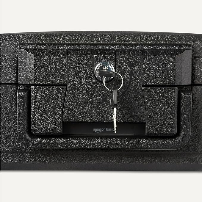 Amazon Basics Fire Chest with Mechanical Key, 0.22 cu. ft, Black