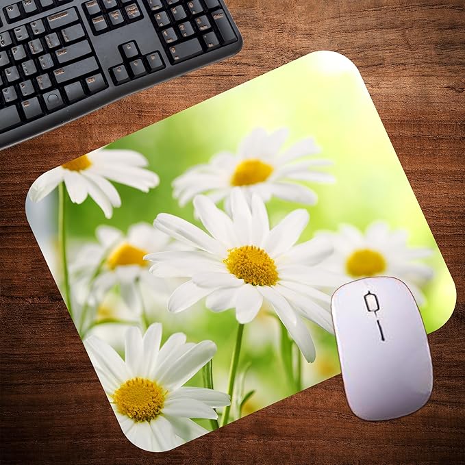 Floral Pattern Flower Mouse Pad Mat Mousepad for Desk Computer Laptop PC Gaming Home or Office Gift for Her Flowers (Daisy MP102)