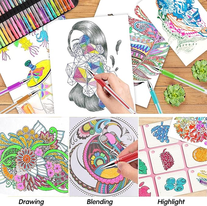 160 Pack Gel Pens for Adult Coloring Book, 80 Colors Gel Pens Colored with 80 Rifills, Glitter Gel Pens for Artists Drawing & Painting