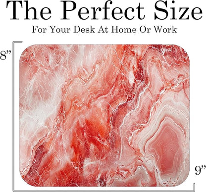 Red Marble Agate Mouse Pad Mat Mousepad for Desk Computer Laptop PC Gaming Home or Office Gift Marbled Abstract (Red MP52)