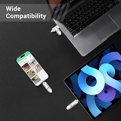 128GB Photo-Stick-iPhone-17/16/15-Flash-Drive iPhone USB C Memory Stick One-Click Backup Photos Videos & Contacts Secure-External-Storage-iPad-Photo-Backup-Thumb-Drive Android-Photo-Storage-Stick