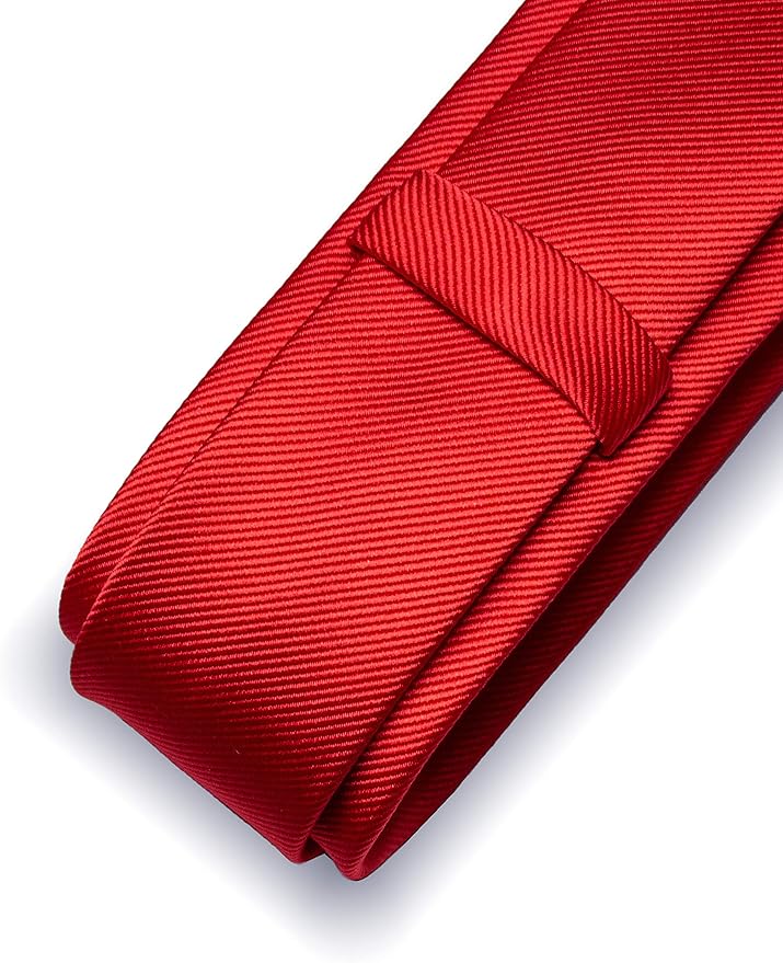 JEMYGINS 2.4" Solid Color Skinny Tie and Pocket Square with Tie Clip Sets for Men (6cm)