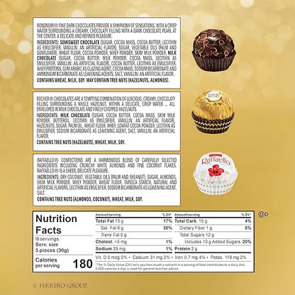 Ferrero Collection, 48 Count, Premium Gourmet Assorted Hazelnut Milk Chocolate, Dark Chocolate and Coconut, 18.2 oz