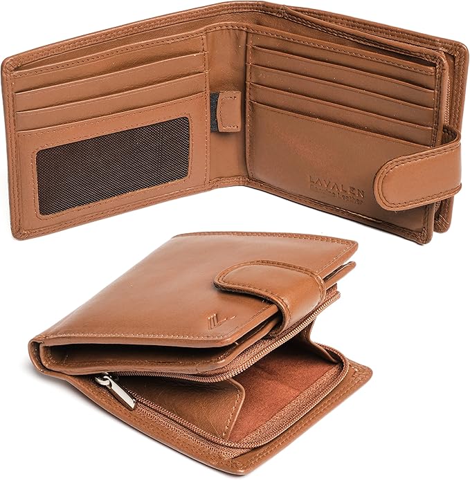 Soft Leather Wallet for Men - Mens Wallet Bifold with Zipper Coin Pocket - Holds Bills, Credit Cards, Coins - Carteras para Hombres Piel - Billeteras de Hombres Cuero Original - RFID Blocking.