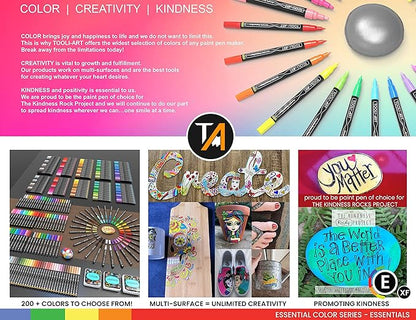 TOOLI-ART Black And White Acrylic Paint Markers Paint Pens Set For Rock Painting, Canvas, Mugs, Metal, Glass Paint, Fabric, Wood, DIY. Non Toxic, Quick Dry,Waterbas (EXTRA FINE)
