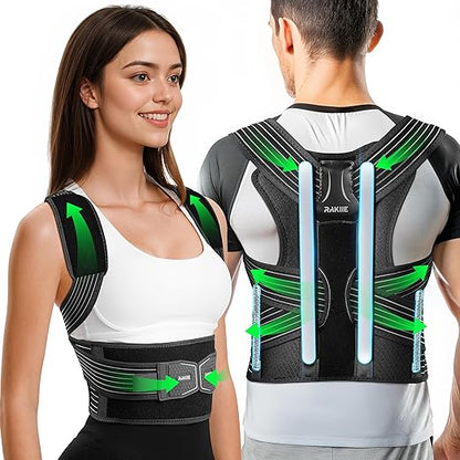 Upright Posture Corrector, Comfortable Lumbar Support Belt with 3D Elastic Kintted Mesh, Upper and Lower Back Pain Relief, Easy to Put on & Take off, Gray Size L (Upper Waist: 41.3"-47.2")