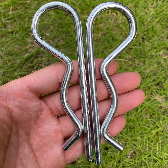 2 Pcs Heavy Duty Hitch Pins Clip - Spring Retaining R Clip M6x120mm for Trailer Tractors Mower Carts Truck