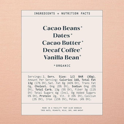 Spring & Mulberry Dark Chocolate Bars - Refined Sugar Free Dark Chocolate Sweetened with Dates - Coffee 6 Pack