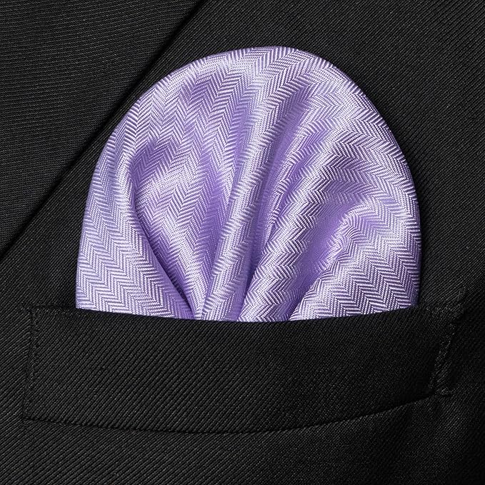 RBOCOTT Mens Woven Tie and Pocket Square with Tie Bar Sets Solid Necktie