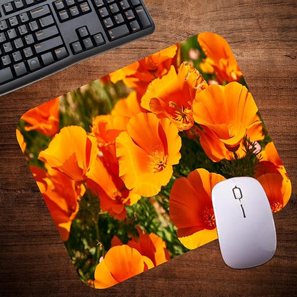 Floral Pattern Flower Mouse Pad Mat Mousepad for Desk Computer Laptop PC Gaming Home or Office Gift for Her Flowers (Poppy MP109)