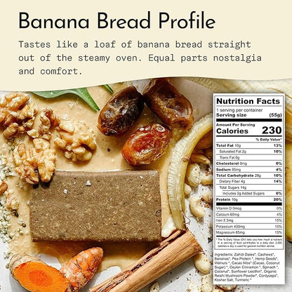 Send Bars Plant-Based Vegan Healthy Protein Bars, With Greens (Banana Bread, 8 Bars) – Only Real Ingredients, Zero Added Sugar, Gluten-Free, Dairy-Free