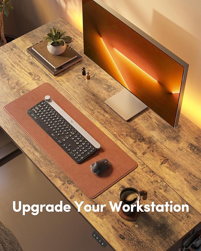 FEZIBO Electric Standing Desk, Height Adjustable Stand up Desk, 60 x 24 Inches Sit Stand Home Office Desk, Computer Desk, Rustic Brown