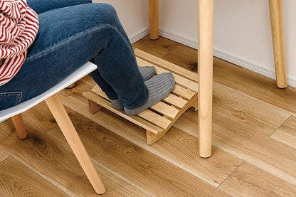 PaletteLife Wooden Footrest, D11.42 xW13.78 xH4.93 (29x35x12.5cm), 1x1 ft, Small, Natural Ashwood, Ergonomic Design