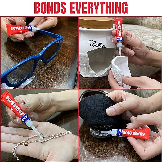 4 Gram x 8 Strong Super Glue All Purpose with Anticlog Cap. Super Fast & Strong Adhesive superglue, Cyanoacrylate Glue for Hard Plastics, DIY Crafts and Many More