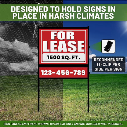 Generic Sign Frame Clips - Easily Secure Real Estate Signs to Angle Iron Frames - Black High Strength Molded Plastic (Package of 50) S945