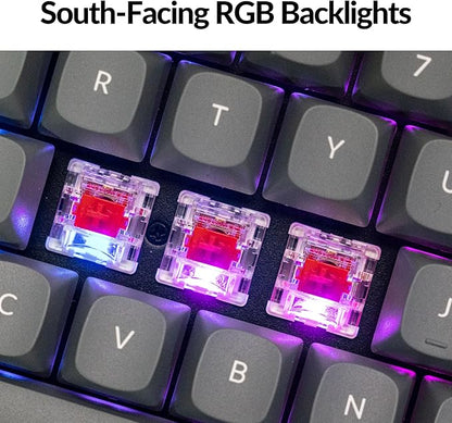 Keychron K8 Max Wireless Mechanical Gaming Keyboard, TKL Layout QMK 2.4 GHz/Bluetooth 5.1/Wired Tri-Mode Connection, RGB with Keychron Super Red Switch Compatible with Mac Windows Linux
