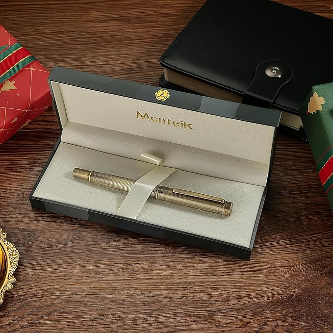 Bronze Rollerball Pen, Stunning Luxury with Mesh Texture Design、Schmidt Ink Refill, Nice Gift Set for Men & Women, Business, Executive, Office, Writing, Graduation, Nice Fancy Designer Pens