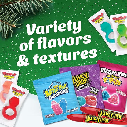 Bazooka Brands Christmas Gummy Candy Variety Pack, 52 Ct Chewy Gummy Candy Individually Wrapped in Fruity Flavors For Birthday Party Favors, Stocking Stuffers, Candy Bowls, Kids Gift