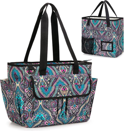 LoDrid File Bag with Extra Document Organizer Case for Letter Size File Folder, Large Utility Bag with 15.6” Laptop Padded Sleeve for Work, Business, Totem