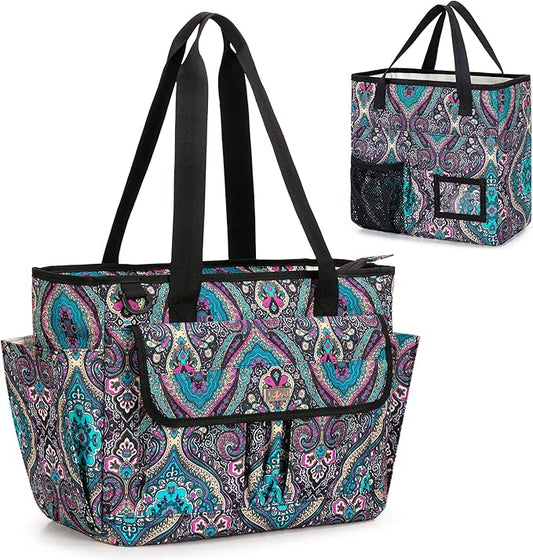 LoDrid File Bag with Extra Document Organizer Case for Letter Size File Folder, Large Utility Bag with 15.6” Laptop Padded Sleeve for Work, Business, Totem