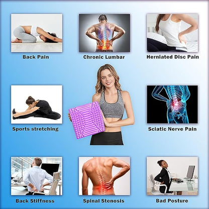 Back Stretcher Pillow – Pain Relief for Lower Back, Lumbar Support, Posture Correction, Sciatica Aid, Orthopedic Design, Easy to Use at Home, Office, or Anywhere, Orthopedist Recommended (Purple)
