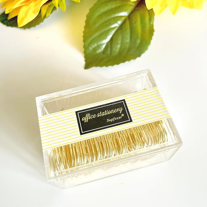Gold Large Paper Clips, 50pcs 50mm/1.97" Oversized Jumbo Wide Planner Giant Paper Clip Non Skid Smooth Finish Steel Wire Office Supply Invitation Accessories (Gold)