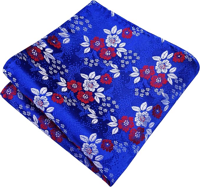 GUSLESON 3.15"（8cm） Mens Floral Tie and Lapel Pin Necktie Hankerchief Cufflinks Set for Men