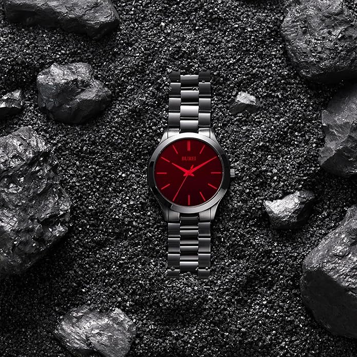 BUREI Men Watches Fashion Analog Stainless Steel Quartz Waterproof Watches,Gift for Men.