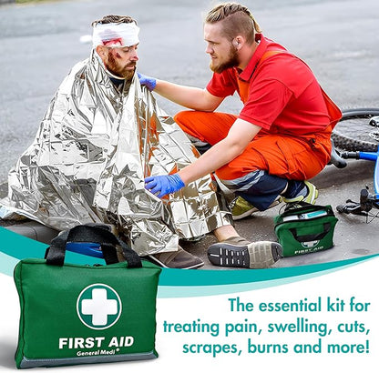 General Medi 210 Piece First Aid Kit- Emergency Kit - Reflective Design - Includes Ice(Cold) Pack, Moleskin Pad and Emergency Blanket for Travel, Home, Office, Car, Workplace & Outdoor