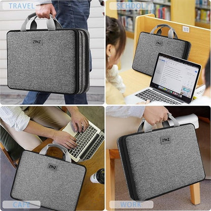 ZINZ Laptop Case 15 15.6 16 inch Sleeve, Expandable Computer Hand Bag with Multi-pockets Compatible with MacBook Pro 16 inch M4/M3/M2/M1, MacBook Air/Pro 15 inch and 15-16 inch Notebooks，G01BK01