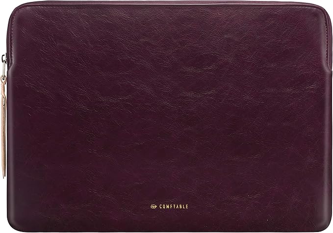 Comfyable Slim Protective Laptop Sleeve Compatible with 13/13.3/14 Inch MacBook Air & MacBook Pro, Mac Travel Case, Laptop Pouch, Slim PU Leather Cover M4/M3/M2/M1 2025-2021, Berry Brown