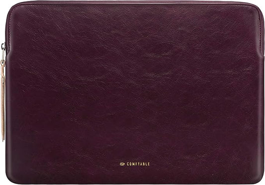 Comfyable Slim Protective Laptop Sleeve Compatible with 13/13.3/14 Inch MacBook Air & MacBook Pro, Mac Travel Case, Laptop Pouch, Slim PU Leather Cover M4/M3/M2/M1 2025-2021, Berry Brown