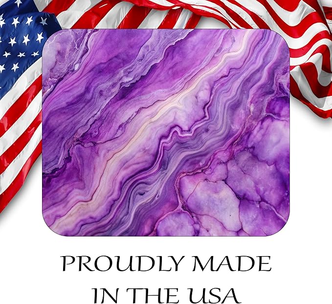Purple Marble Agate Mouse Pad Mat Mousepad for Desk Computer Laptop PC Gaming Home or Office Gift Marbled Abstract (Purple Agate MP46)