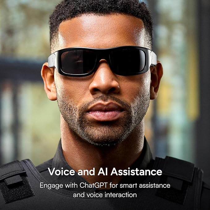 Lucyd Armor Smart Safety Glasses, TR90 Frame, Light Adaptive Lenses, Open Ear Speakers & Microphone - ANSI Z87.1