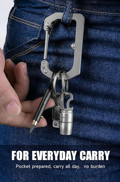 KEEPO LINK Mini Mechanical Pencil with Key Ring & 2 Extra Nibs, Titanium Infinite Keychain Pencil for Everyday Carry, Office, Outdoor, Back to School Supplies, OLP01 (Matte Black)