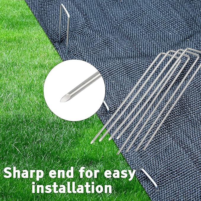 200 Pcs 6 inch Garden Landscape Staples Galvanized Pins Lawn Stakes for Weed Barrier Ground Cover,U-Type Heavy Duty