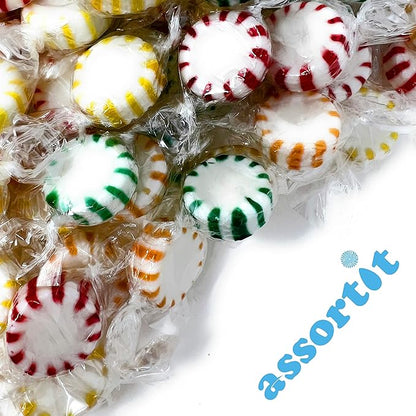 Holiday Fruit Flavored Hard Candy - 6 lbs - Apple, Strawberry, Lemon and Orange Flavored Disks Old School Classic Starlights - Bulk American Vintage Candy Assortment - Individually Wrapped, 96 oz.