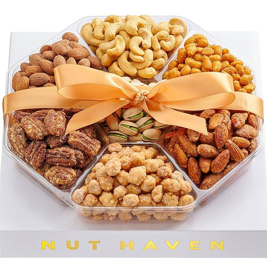 Nuts Gift Basket - Extra Large Assortment of Sweet & Roasted Salted Gourmet Nuts - Assorted Food Gift Box for Birthday, Husband, Dad, Him, Fathers Day, Family, Sympathy, Men & Women.