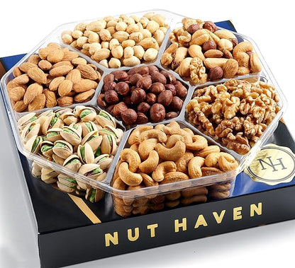 Nuts Gift Basket - Extra Large Assortment of Sweet & Roasted Salted Gourmet Nuts - Assorted Food Gift Box for Birthday, Family, Sympathy, Men & Women.